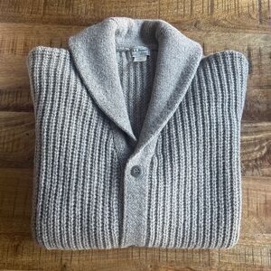 L.L. Bean Men's Classic Ragg Wool Tan Shawl Collar Cardigan XL-Tall
